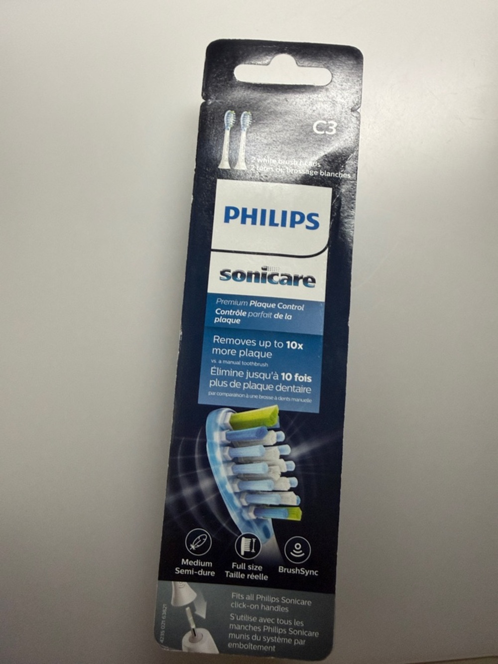 Philips Sonicare Plaque Control Replacement Brush Heads C3-white-pack of 2-BNIB